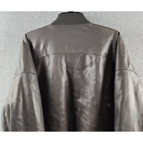 Stampd Faux Leather Oversized Cropped Bomber Jacket Men's L Charcoal Zip Closure